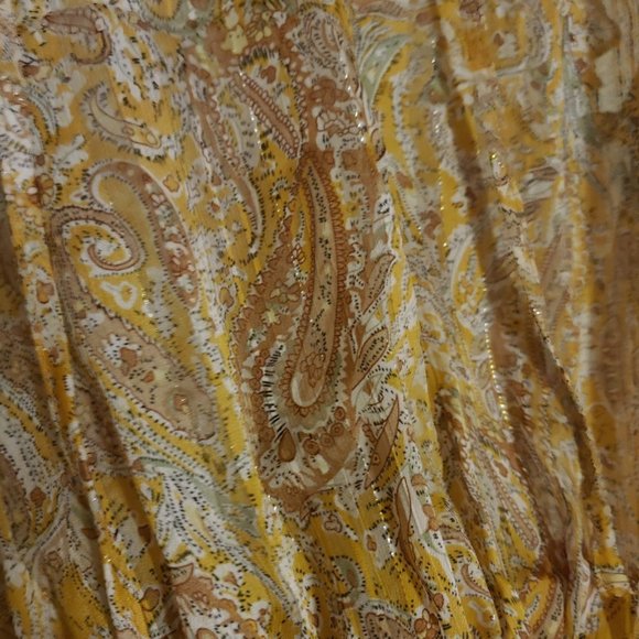BOGO🎀Paisley Yellow Cinch Waist Blouse- Size M - Picture 2 of 3